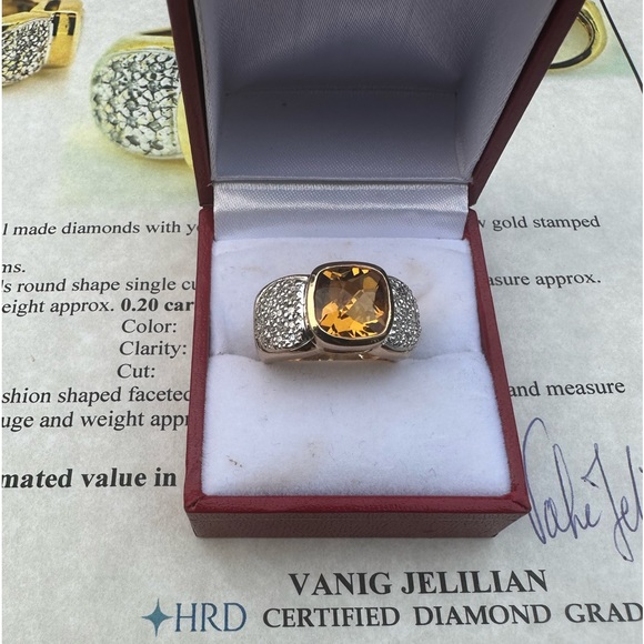 14k yellow gold 3.50 Ct citrine ring - size 6.25 - Picture 3 of 16